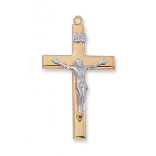 Gold Over Silver Crucifix WithInch Chain 