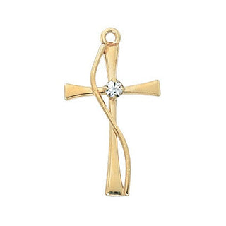  Chain Gold Over Sterling Silver Cross Wcub J4