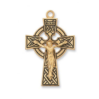 Gold Over Silver Celtic CrucifixInch Chain