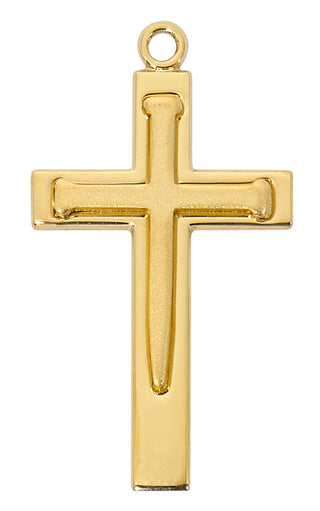 4 Chain Gold Over Sterling Silver Nail Cross J