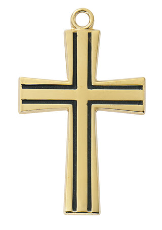  Chain Gold Over Sterling Silver Cross Blac J
