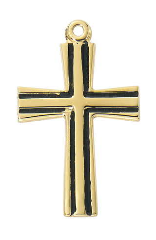  Chain Gold Over Sterling Silver Cross Blac J