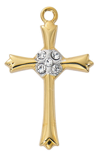  Chain Gold Over Sterling Silver Cross Wcub J4