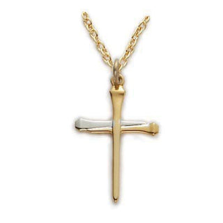  Chain Gold Over Sterling Silver Nail Cross J4