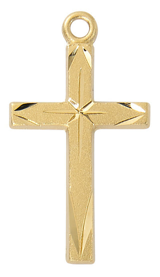  Chain Gold Over Sterling Silver Cross Wbri J4