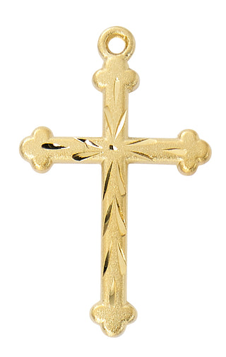  Chain Gold Over Sterling Silver Cross Wbri J