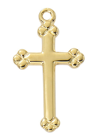 Chain Gold Over Sterling Silver Cross J
