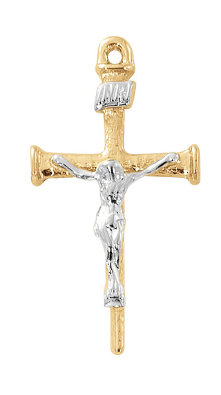 Gold Over Sterling Silver Two Tone Crucifix J4