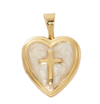 Gold Over Sterling Silver Cross Heart Locket J
