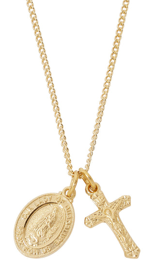 Gold Over Sterling Silver Guadalupe And Cross Jd