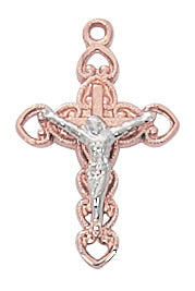 Rose Gold On Sterling Two Tone Crucifix Jr