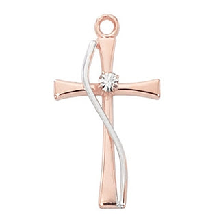 Rose Gold On Sterling Two Tone Cross Jr4