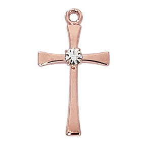 Rose Gold On Sterling Cross Jr