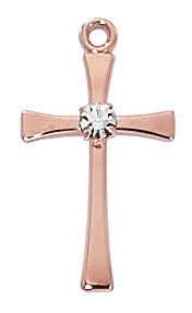 Rose Gold On Sterling Cross Jr