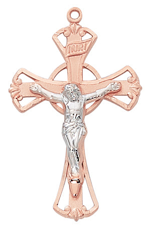 Rose Gold On Sterling Crucifix Jr