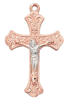 Rose Gold On Sterling Crucifix Jr