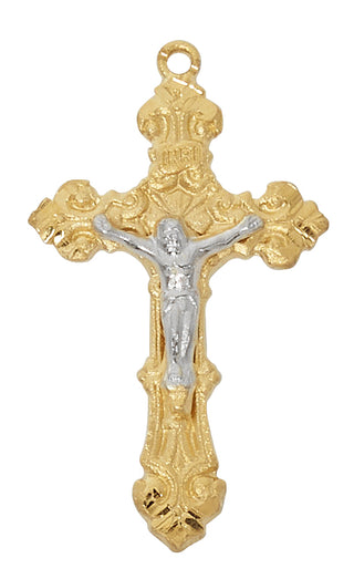 Gold Over Sterling Silver Two Tone Crucifix Jt