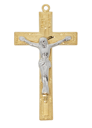 Gold Over Sterling Silver Two Tone Crucifix Jt