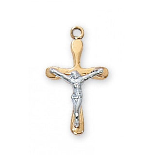 Gold Over Silver Tutone Crucifix With Chain