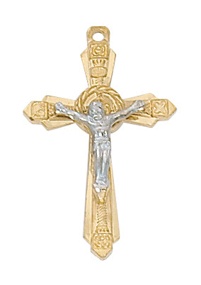Gold Over Silver Tutone Crucifix With Chain 4