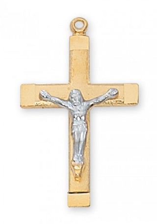 Gold Over Silver Tutone Crucifix With Chain