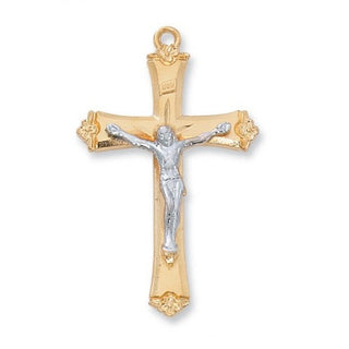 Gold Over Silver Tutone Crucifix With Chain
