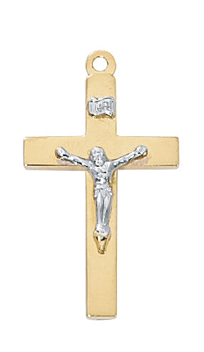 Gold Over Silver Tutone Crucifix Chain
