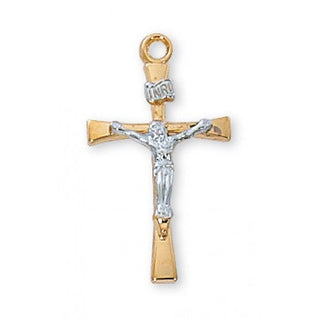 Gold Over Silver Tutone Crucifix With Chain 