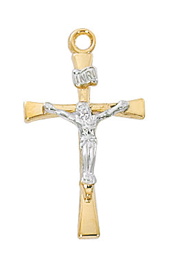 Gold Over Silver Tutone Crucifix With Chain 
