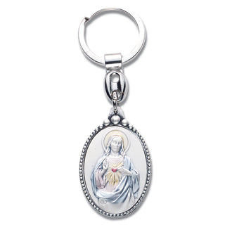 Sterling Silver Key Chain | Sacred Heart of Jesus