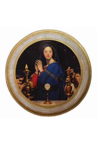 Virgin of¬¨‚Ä†The Host by Ingres Florentine Plaque 14" dia.