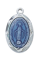 Sterling Silver Blue Miraculous MedalWith Chain