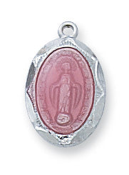 Sterling Silver Pink Miraculous MedalWith Chain