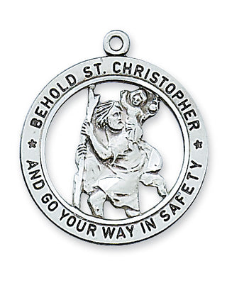 Sterling Silver Saint Christopher WithInch Chain