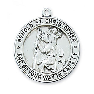 Sterling Silver Saint Christopher WithInch Chain 
