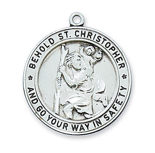 Sterling Silver Saint Christopher WithInch Chain 
