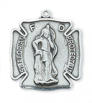 Sterling Silver Saint Florian WithInch Chain