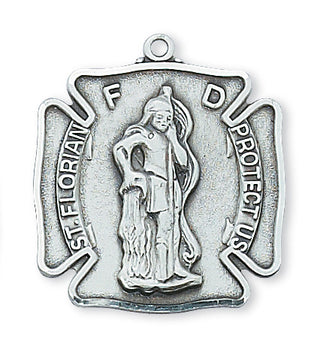 Sterling Silver Saint Florian WithInch Chain