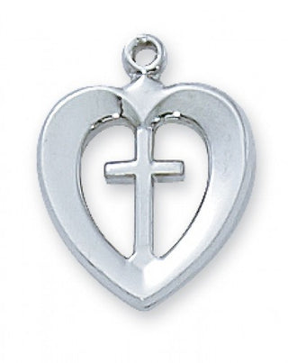 Sterling Silver Hrt Cross With Chain