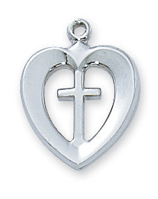 Sterling Silver Hrt Cross With Chain