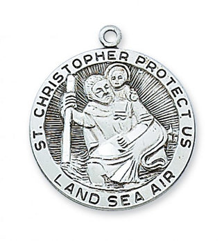 Sterling Silver Saint Christopher WithInch Chain 