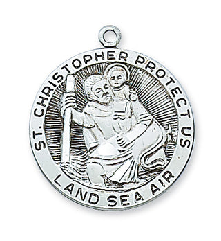 Sterling Silver Saint Christopher WithInch Chain 