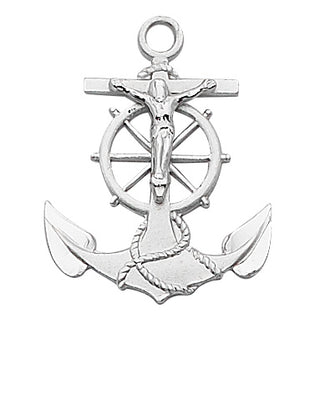 Sterling Silver Anchor Crucrucifix with Chain
