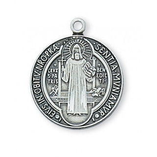 Pewter St Benedict Medal With 24-inch Chain