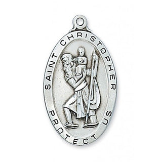 Sterling Silver Saint Christopher WithInch Chain 