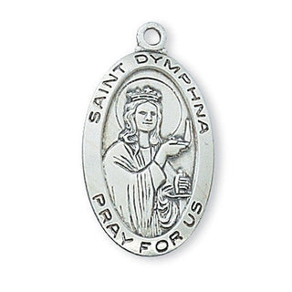 Sterling Silver Medal Of Saint Dymphna With Chain Engravable