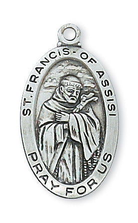 Sterling Silver Medal Of Saint Francis With Chain Engravable