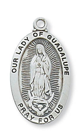 Sterling Silver Our Lady Guadalupe With Chain Engravable
