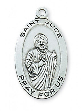 Sterling Silver Medal Of Saint Jude With Chain Engravable