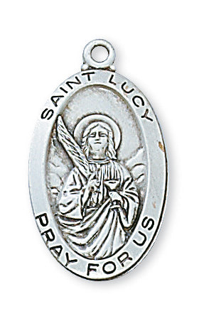 Sterling Silver Medal Of Saint Lucy With Chain Engravable